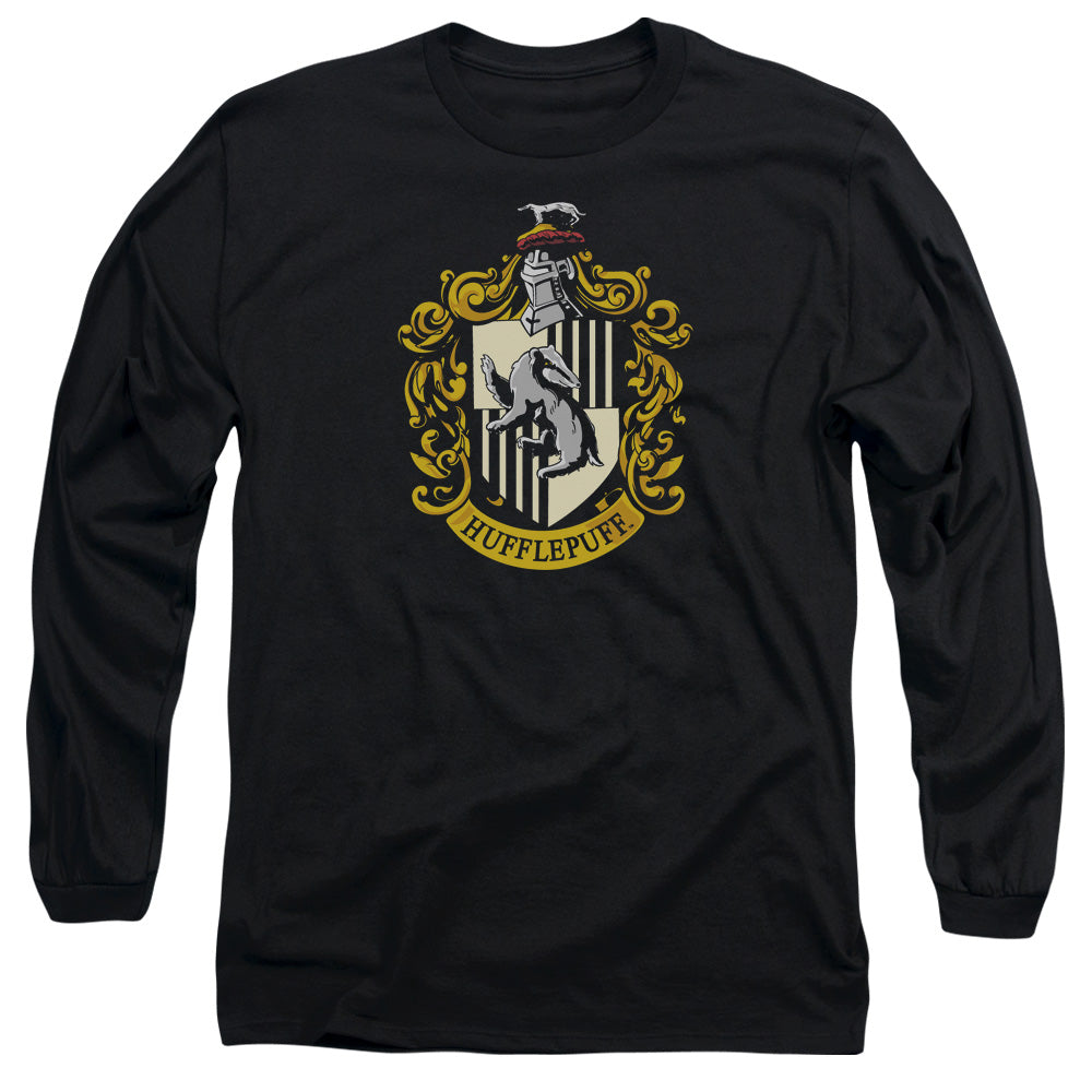 Harry Potter - Hufflepuff Crest - Long Sleeve Adult 18/1 - Black T-shirt