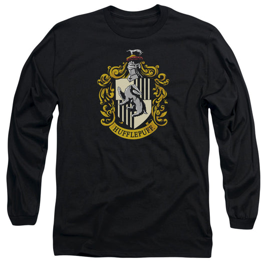 Harry Potter - Hufflepuff Crest - Long Sleeve Adult 18/1 - Black T-shirt