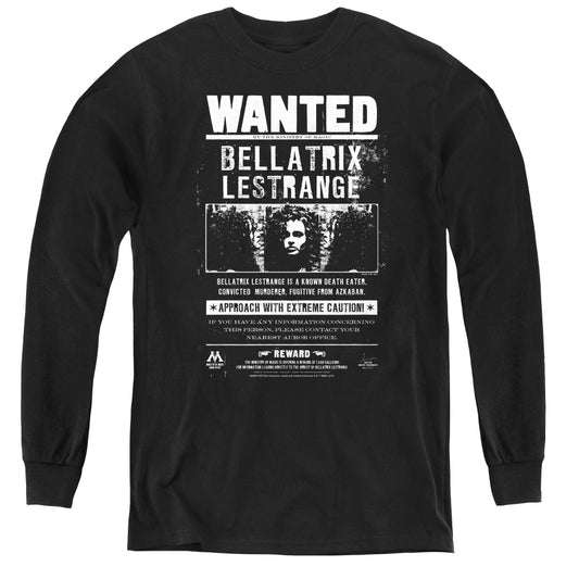 Harry Potter - Wanted Bellatrix - Youth Long Sleeve Tee - Black