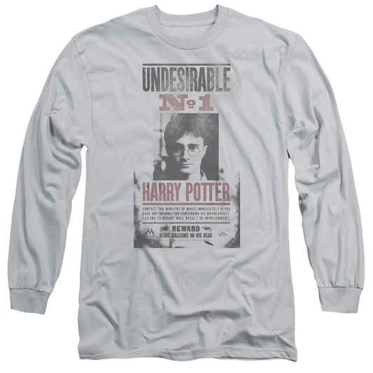 Harry Potter - Undesirable No1 Distressed - Long Sleeve Adult 18/1 - Silver T-shirt