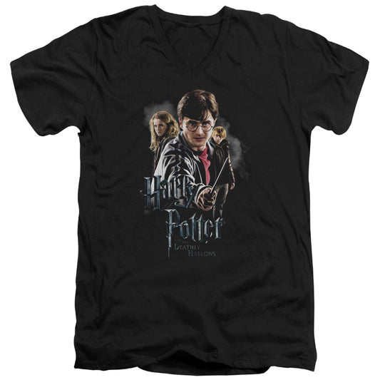 Harry Potter - Deathly Hollows Cast - Short Sleeve Adult V-neck 30/1 - Black T-shirt