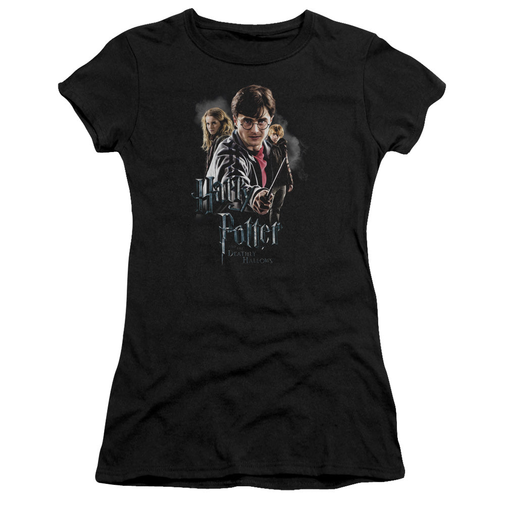 Harry Potter - Deathly Hollows Cast - Short Sleeve Junior Sheer - Black T-shirt