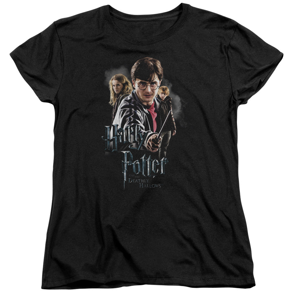 Harry Potter - Deathly Hollows Cast - Short Sleeve Womens Tee - Black T-shirt