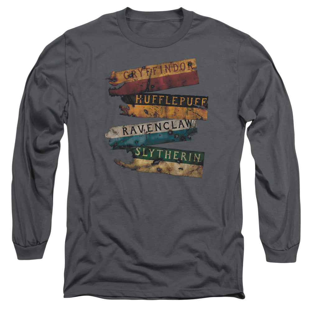 Harry Potter - Burnt Banners - Long Sleeve Adult 18/1 - Charcoal T-shirt