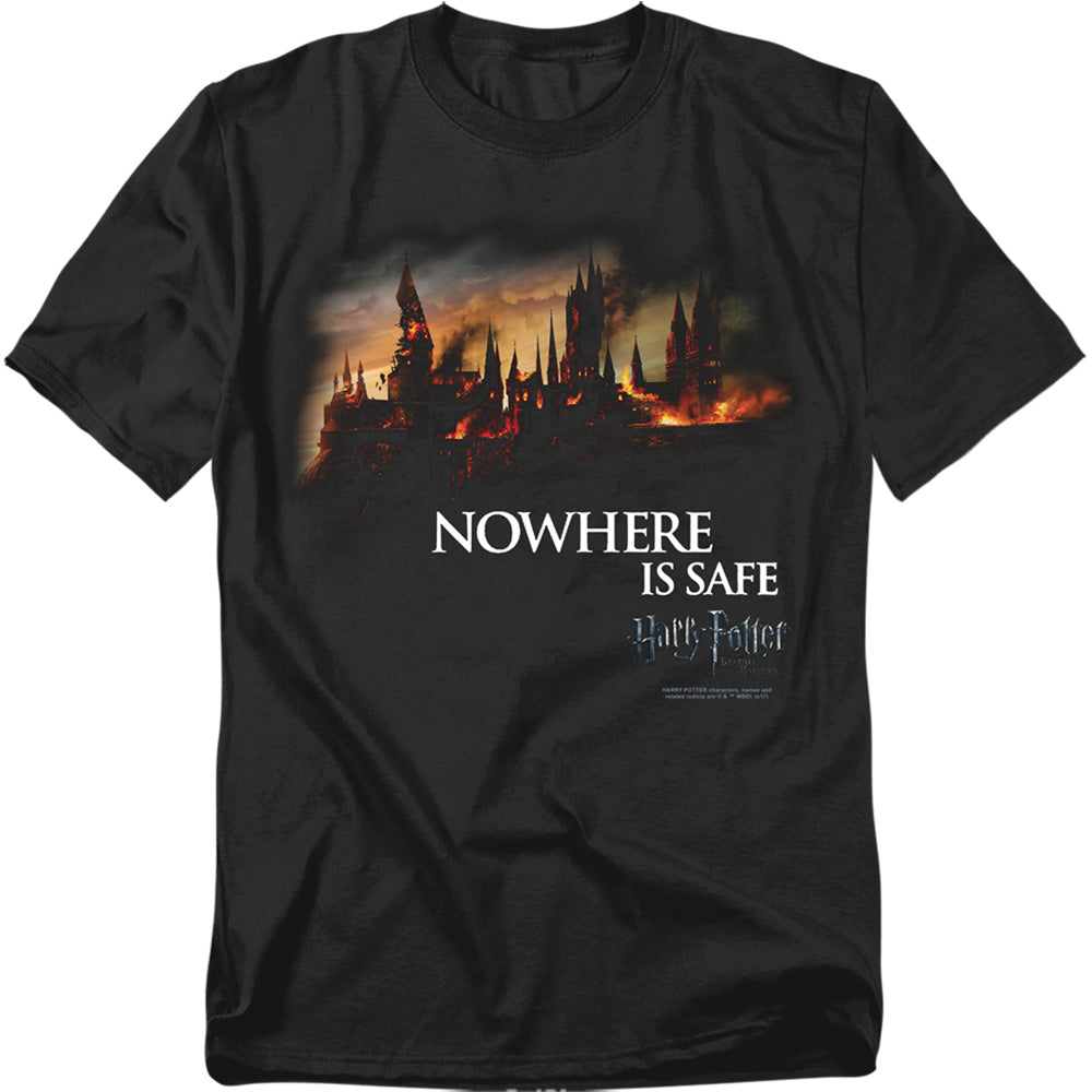 Harry Potter - Burning Hogwarts - Short Sleeve Adult 18/1 - Black T-shirt