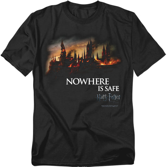 Harry Potter - Burning Hogwarts - Short Sleeve Adult 18/1 - Black T-shirt