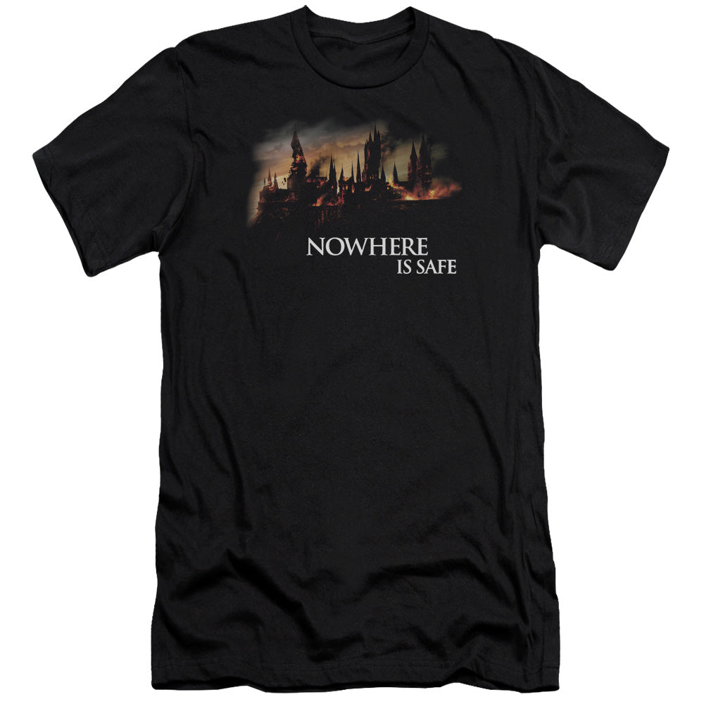 Harry Potter - Burning Hogwarts-hbo Short Sleeve Adult 30/1 - Black T-shirt
