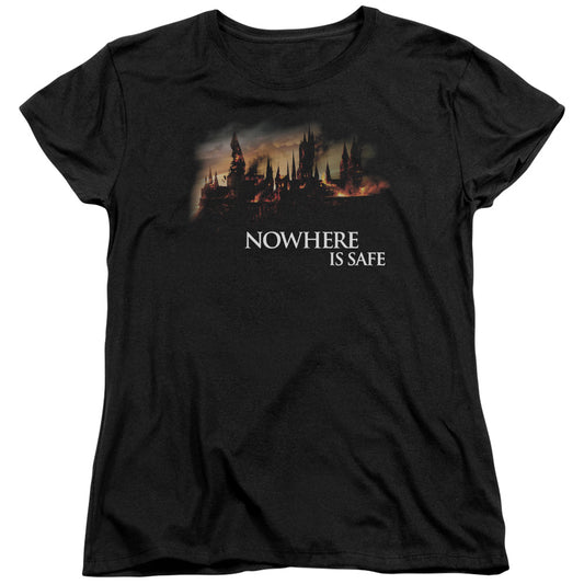 Harry Potter - Burning Hogwarts - Short Sleeve Womens Tee - Black T-shirt
