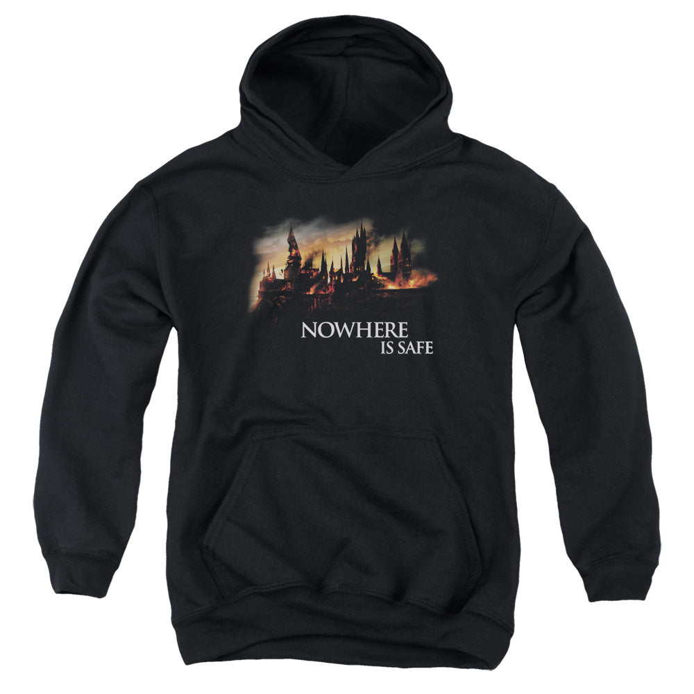 Harry Potter - Burning Hogwarts - Youth Pull-over Hoodie - Black