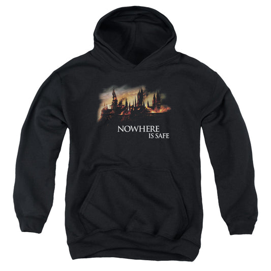 Harry Potter - Burning Hogwarts - Youth Pull-over Hoodie - Black