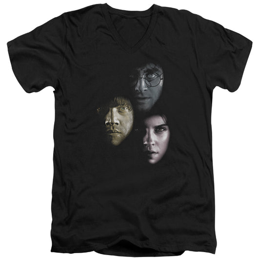 Harry Potter - Hero Heads - Short Sleeve Adult V-neck 30/1 - Black T-shirt