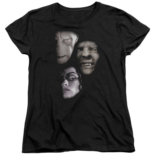Harry Potter - Villian Heads - Short Sleeve Womens Tee - Black T-shirt
