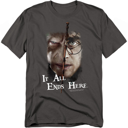 Harry Potter - It All Ends Here - Short Sleeve Adult 18/1 - Charcoal T-shirt