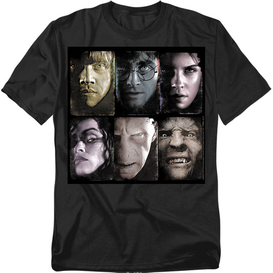 Harry Potter - Horizontal Heads - Short Sleeve Adult 18/1 - Black T-shirt