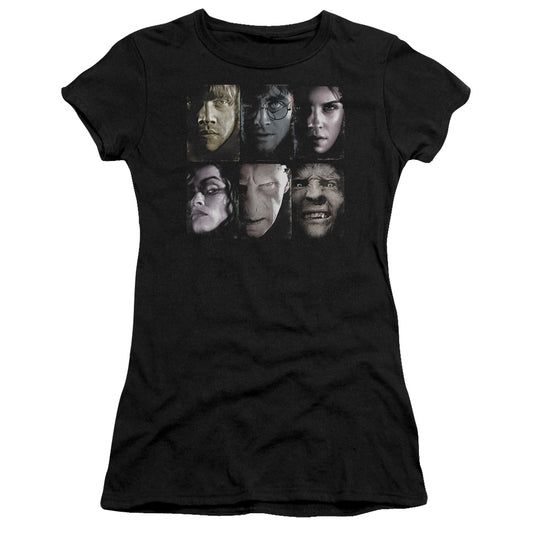 Harry Potter - Horizontal Heads - Short Sleeve Junior Sheer - Black T-shirt