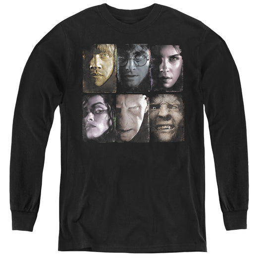 Harry Potter - Horizontal Heads - Youth Long Sleeve Tee - Black