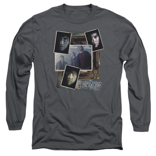 Harry Potter - Trio Collage - Long Sleeve Adult 18/1 - Charcoal T-shirt