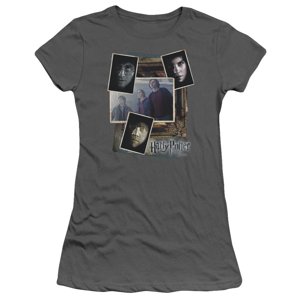 Harry Potter - Trio Collage - Short Sleeve Junior Sheer - Charcoal T-shirt