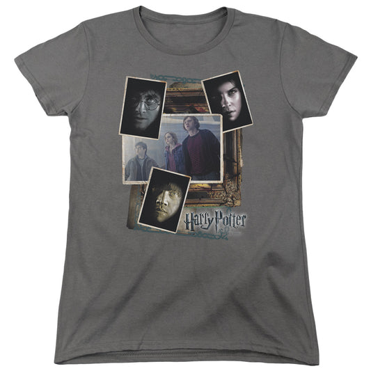 Harry Potter - Trio Collage - Short Sleeve Womens Tee - Charcoal T-shirt