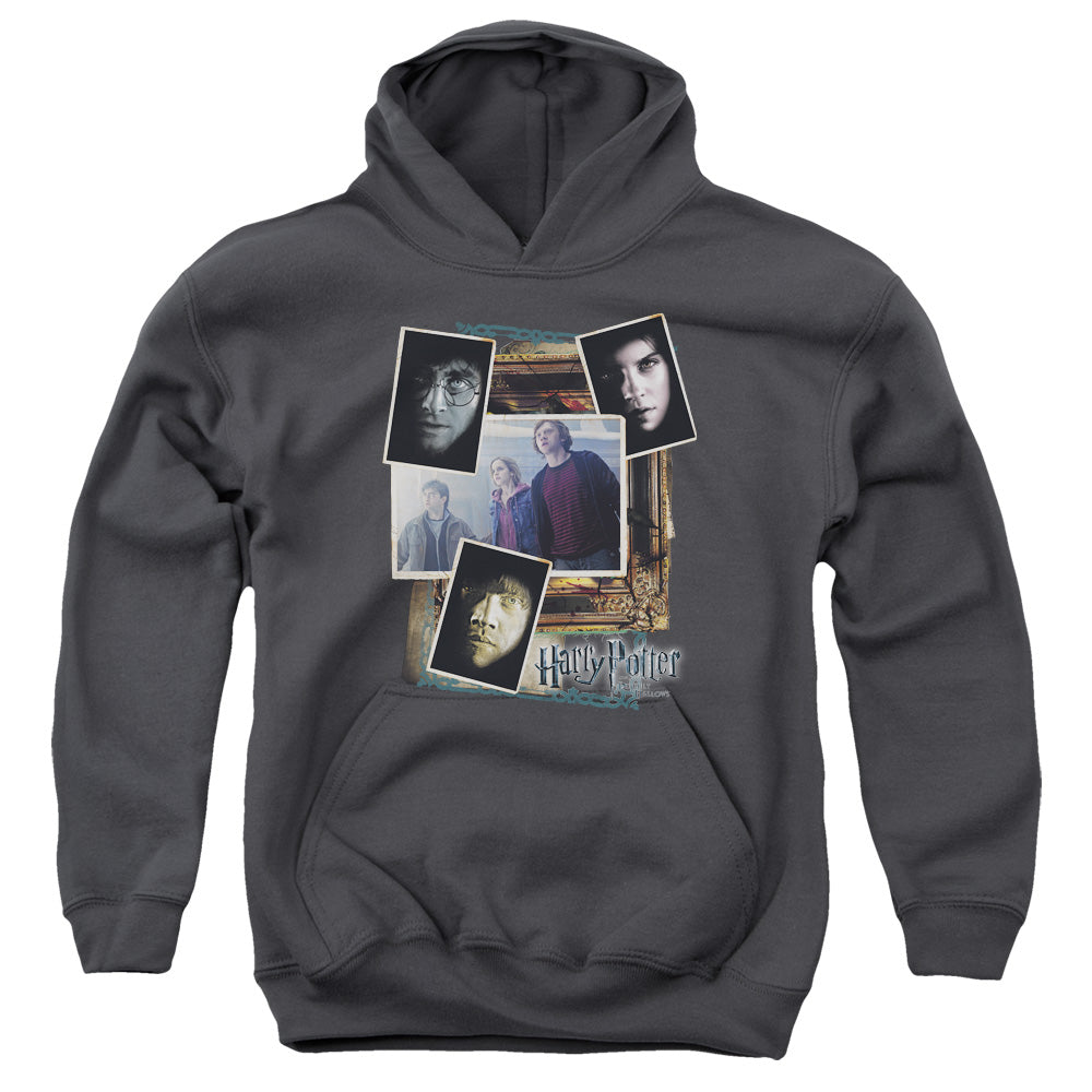 Harry Potter - Trio Collage - Youth Pull-over Hoodie - Charcoal