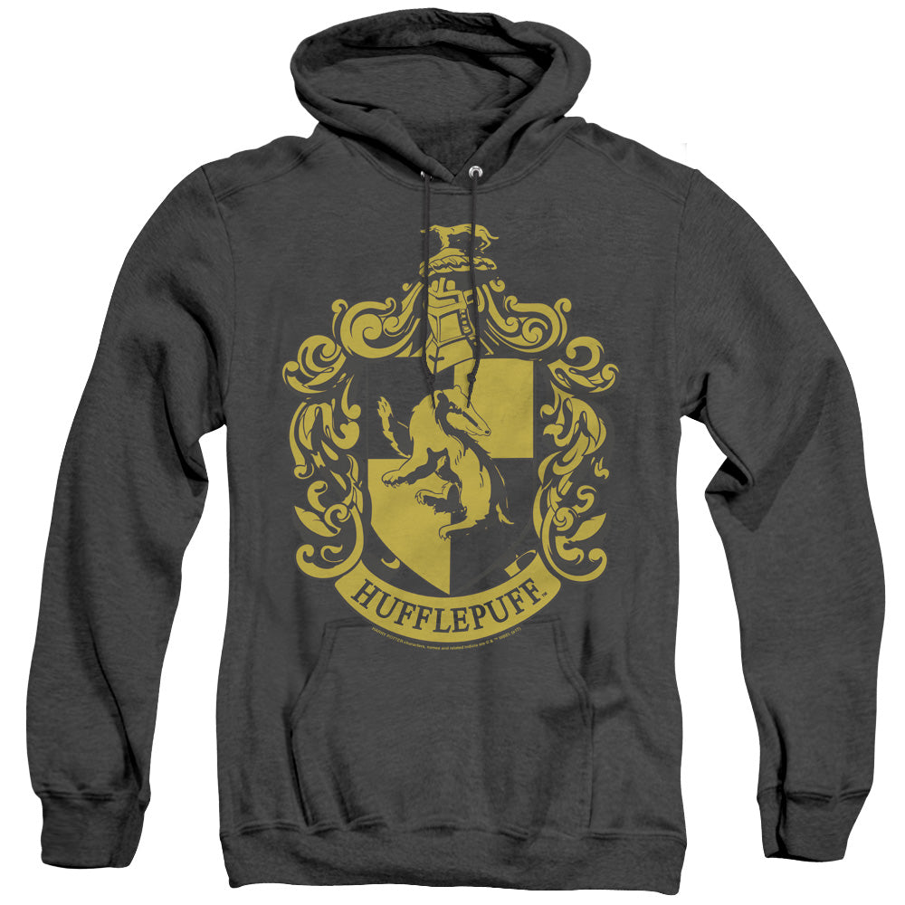 Harry Potter - Hufflepuff Crest - Adult Heather Hoodie - Black