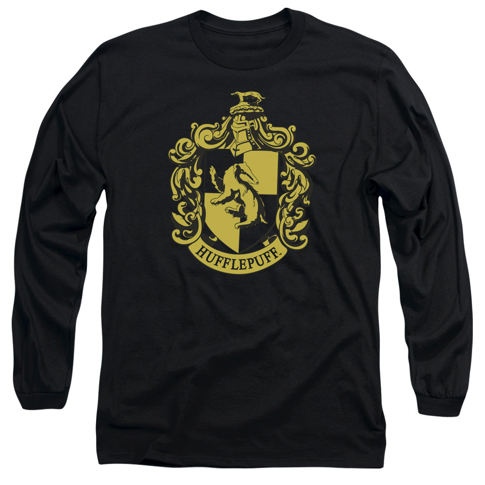 Harry Potter - Hufflepuff Crest - Long Sleeve Adult 18/1 - Black T-shirt