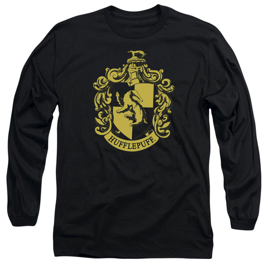 Harry Potter - Hufflepuff Crest - Long Sleeve Adult 18/1 - Black T-shirt