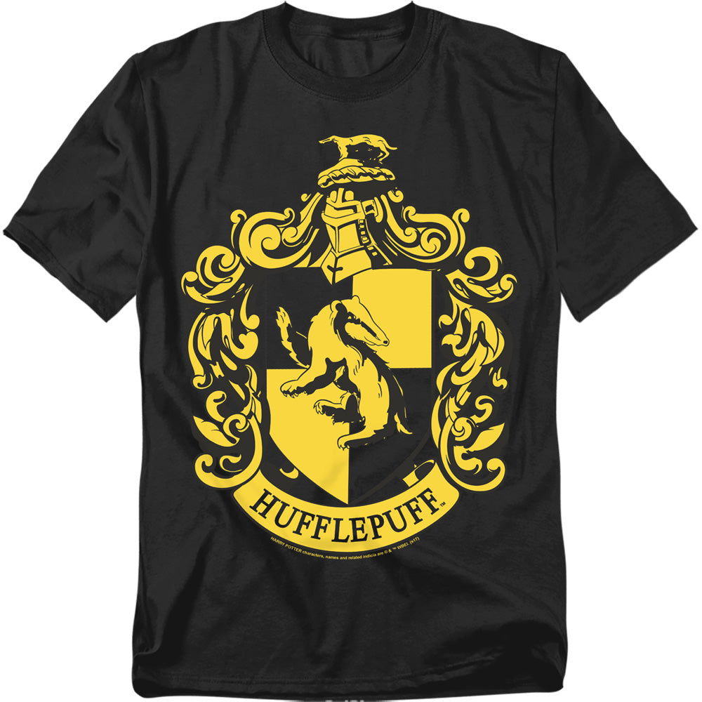 Harry Potter - Hufflepuff Crest - Short Sleeve Adult 18/1 - Black T-shirt