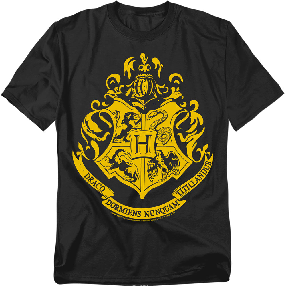 Harry Potter - Hogwarts Crest - Short Sleeve Adult 18/1 - Black T-shirt