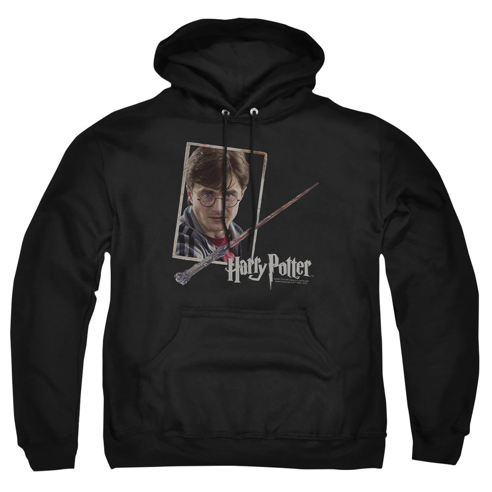 Harry Potter - Harrys Wand Portrait - Adult Pull-over Hoodie - Black