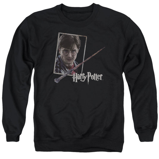 Harry Potter - Harrys Wand Portrait - Adult Crewneck Sweatshirt - Black
