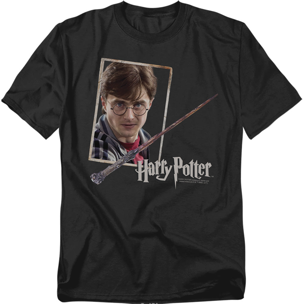 Harry Potter - Harrys Wand Portrait - Short Sleeve Adult 18/1 - Black T-shirt