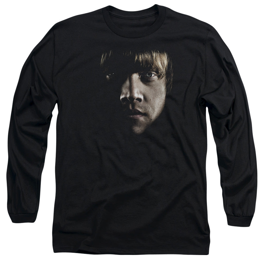 Harry Potter - Ron Poster Head - Long Sleeve Adult 18/1 - Black T-shirt