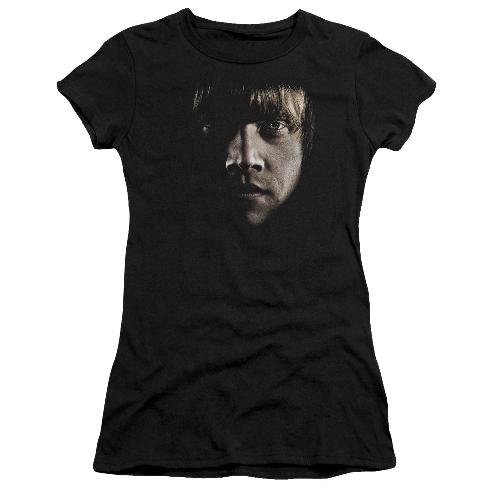 Harry Potter - Ron Poster Head - Short Sleeve Junior Sheer - Black T-shirt