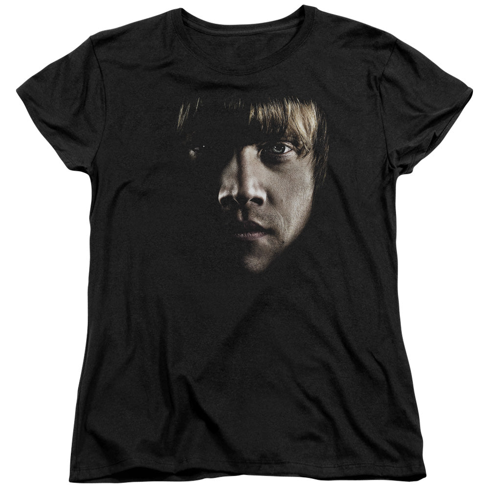 Harry Potter - Ron Poster Head - Short Sleeve Womens Tee - Black T-shirt