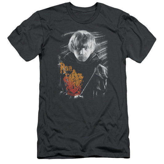 Harry Potter - Ron Portrait-hbo Short Sleeve Adult 30/1 - Charcoal T-shirt
