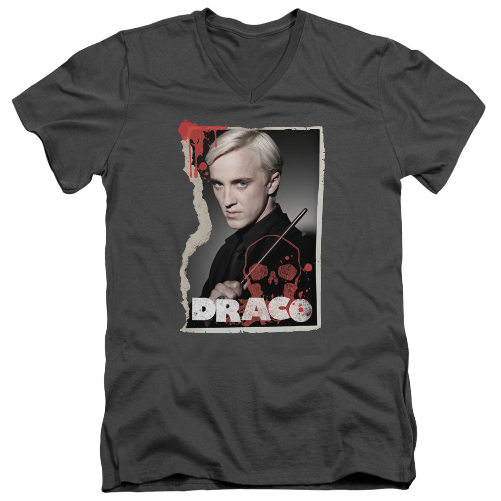 Harry Potter - Draco Frame - Short Sleeve Adult V-neck 30/1 - Charcoal T-shirt