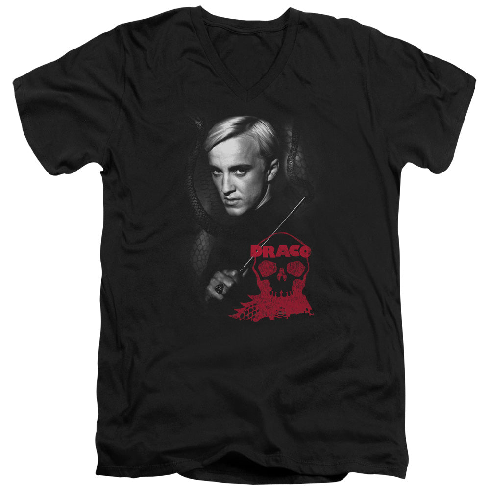 Harry Potter - Draco Portrait - Short Sleeve Adult V-neck 30/1 - Black T-shirt