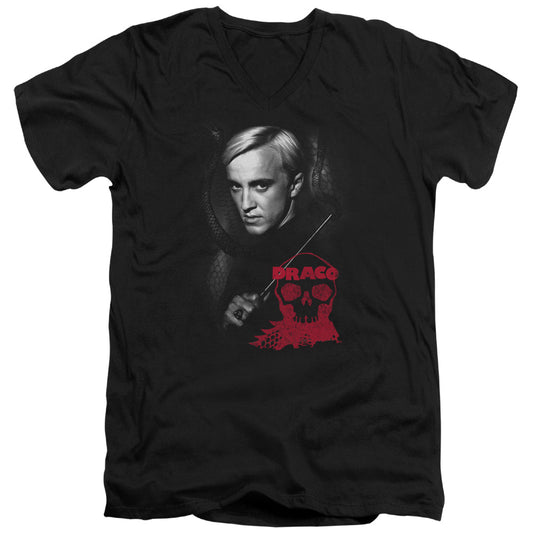 Harry Potter - Draco Portrait - Short Sleeve Adult V-neck 30/1 - Black T-shirt