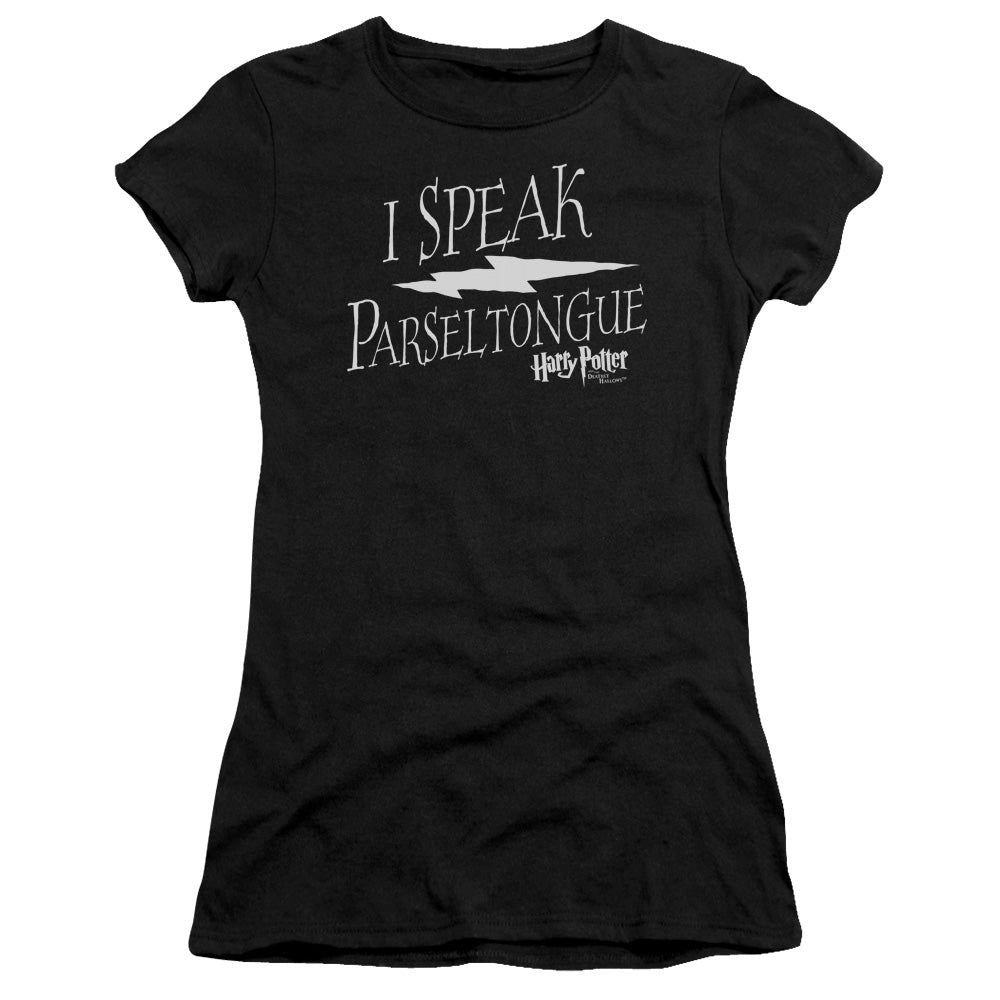 Harry Potter - I Speak Parseltongue - Short Sleeve Junior Sheer - Black T-shirt