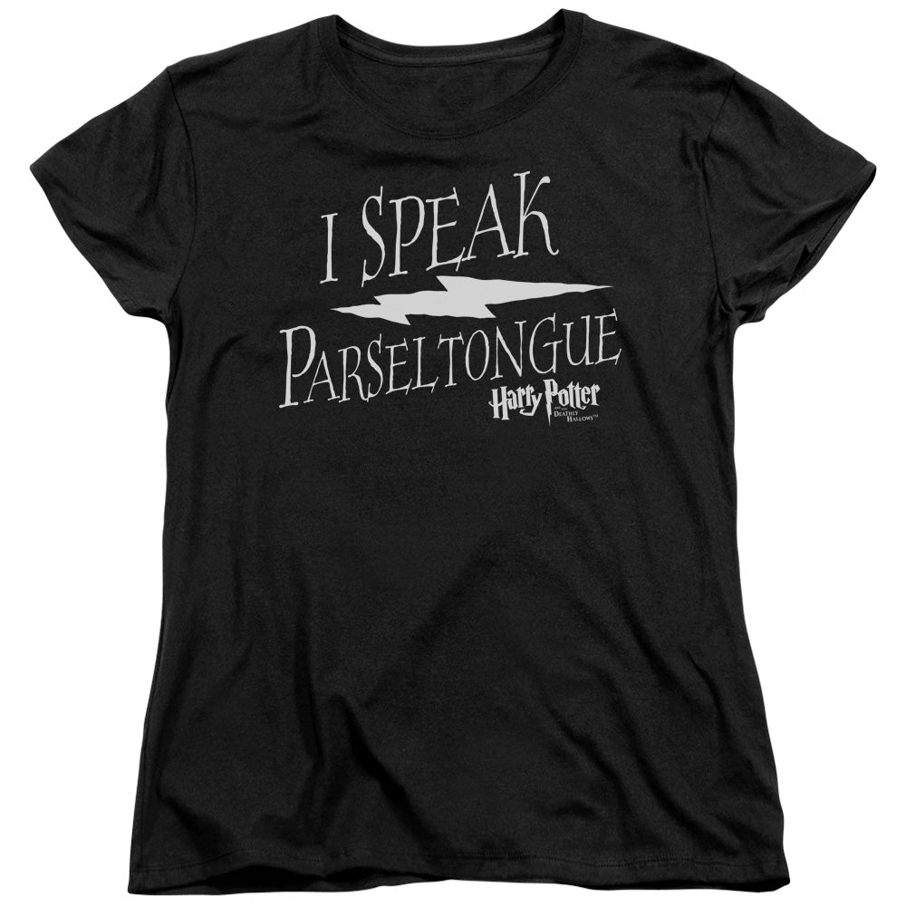 Harry Potter - I Speak Parseltongue - Short Sleeve Womens Tee - Black T-shirt