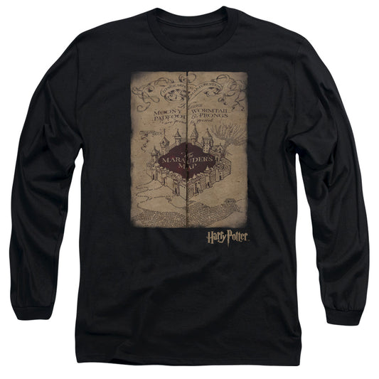 Harry Potter - Marauders Map - Long Sleeve Adult 18/1 - Black T-shirt