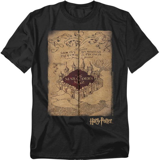 Harry Potter - Marauders Map - Short Sleeve Adult 18/1 - Black T-shirt