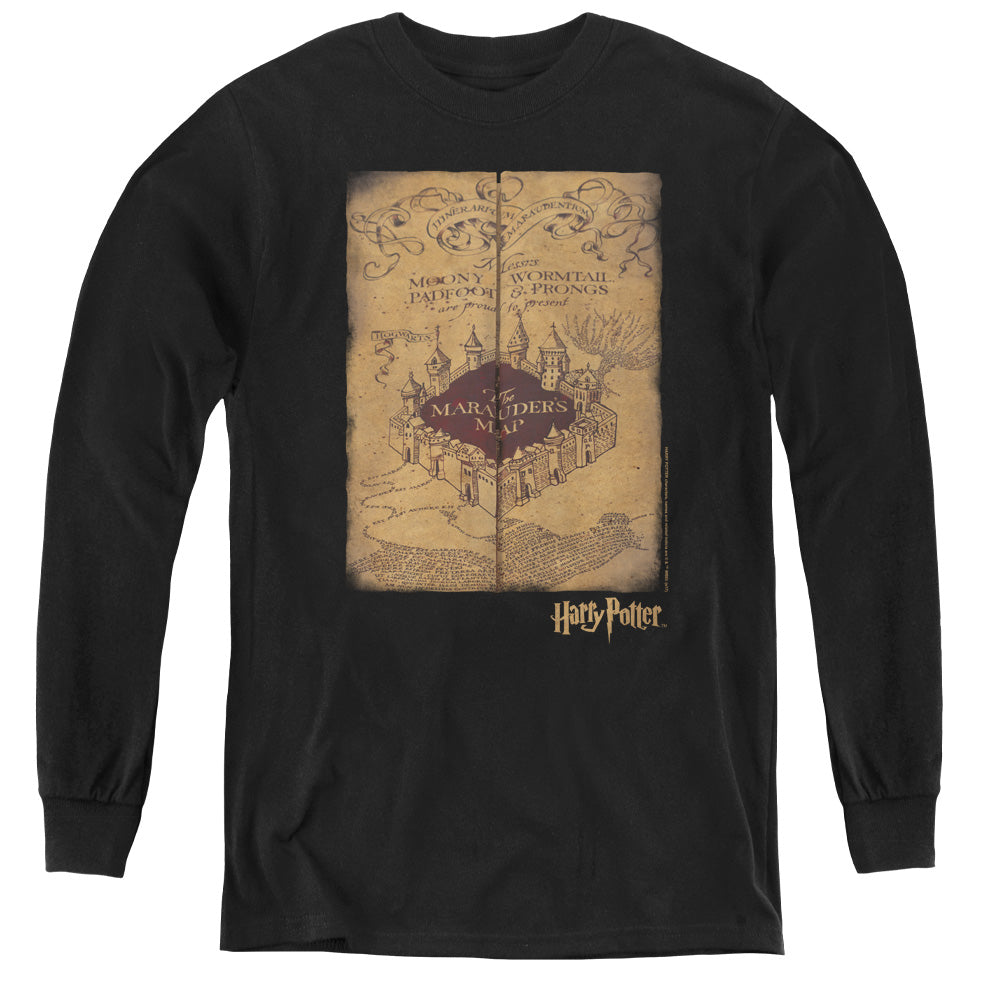 Harry Potter - Marauders Map - Youth Long Sleeve Tee - Black