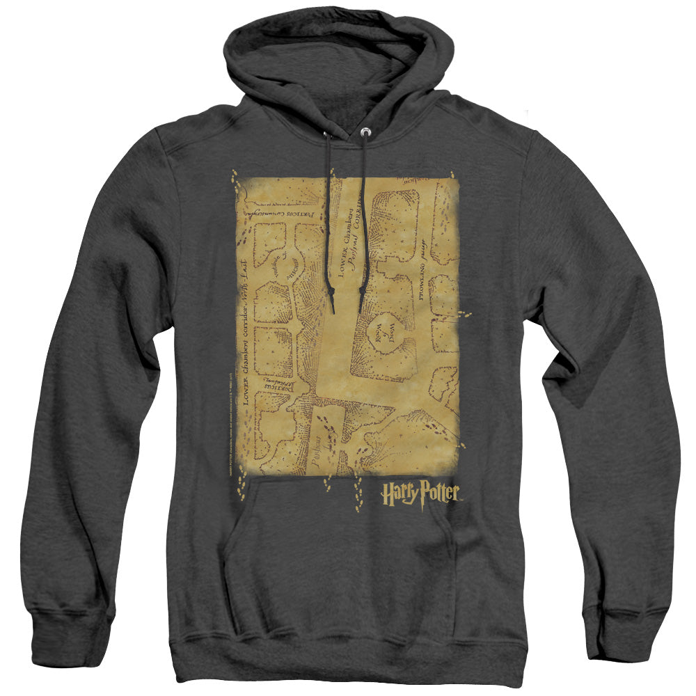 Harry Potter - Marauders Map Interior - Adult Heather Hoodie - Black