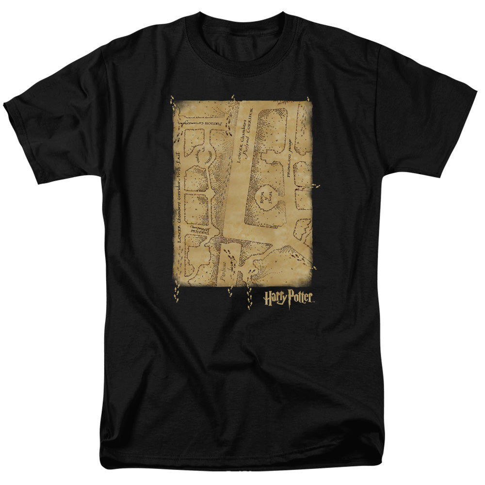 Harry Potter - Marauders Map Interior - Short Sleeve Adult 18/1 - Black T-shirt