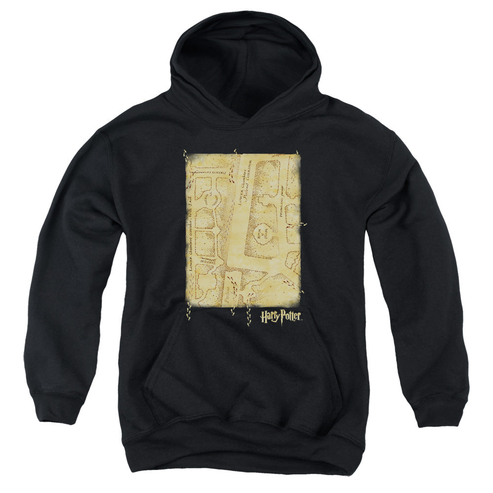 Harry Potter - Marauders Map Interior - Youth Pull-over Hoodie - Black