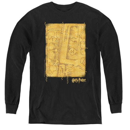 Harry Potter - Marauders Map Interior - Youth Long Sleeve Tee - Black