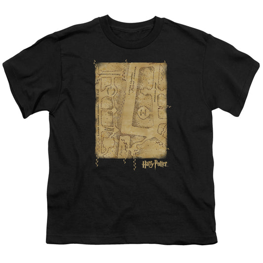Harry Potter - Marauders Map Interior - Short Sleeve Youth 18/1 - Black T-shirt