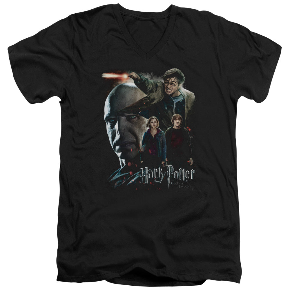 Harry Potter - Final Fight - Short Sleeve Adult V-neck 30/1 - Black T-shirt